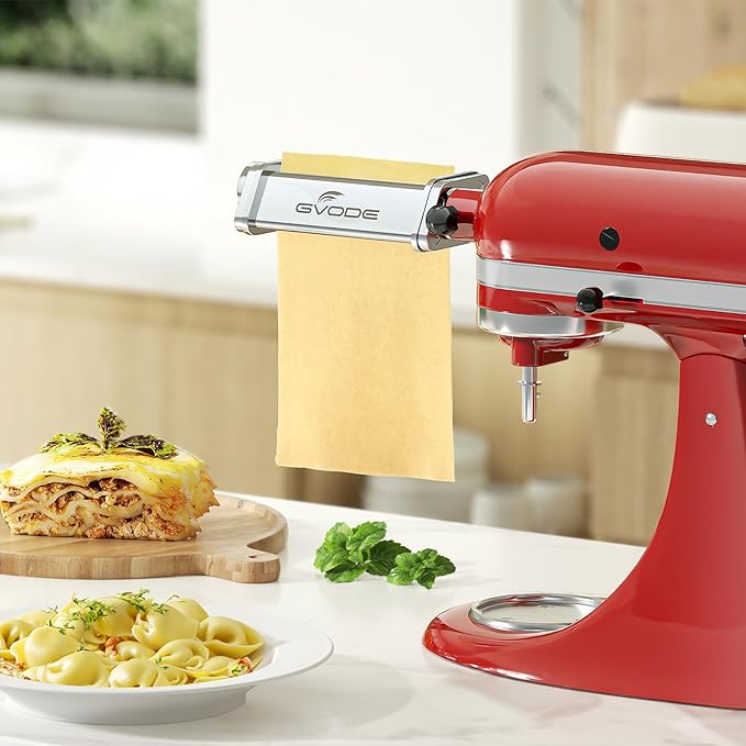 Pasta Roller Attachment for Kitchenaid Stand Mixer, Pasta Roller Kitchenaid Attachment, Stainless steel Pasta Roller Machine with 8 Adjustable Thickness Knob by Gvode
