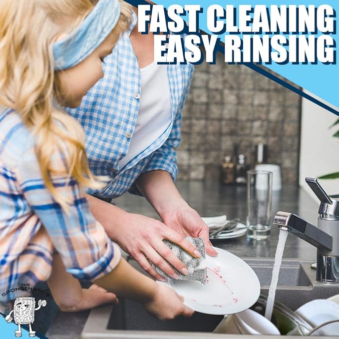 Kitchen Scrubbing Sponges - Heavy Duty Non-Scratch Scrubbing Cleaner Sponges in 1 Color - Multi-Surface Non-Metal Dish Scouring Scrubbers for Fast Cleaning. (6 Pack)