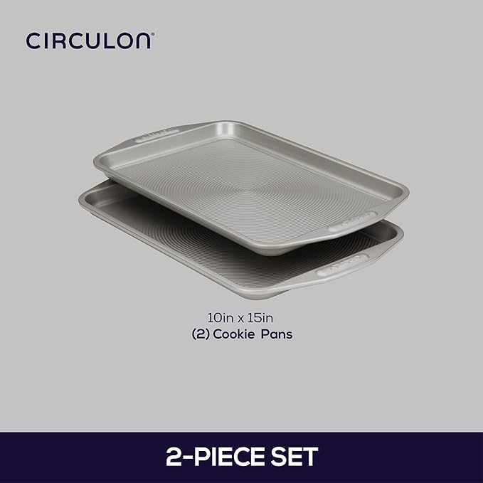 Circulon Total Bakeware Set Nonstick Cookie Baking Sheets, 2 Piece, Gray