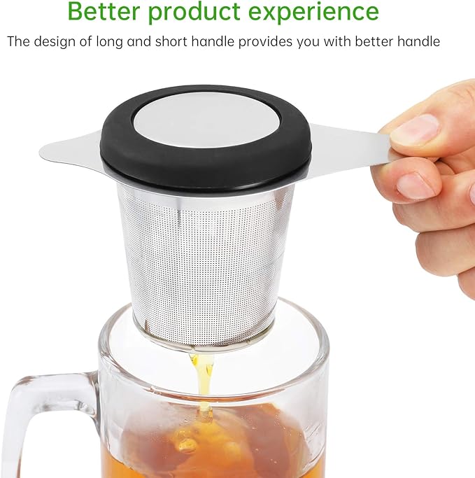 Tea Infuser Basket Stainless Steel Tea Strainer Tea Filter With Small Strainer And Lid Tea Diffuser For Loose Leaf Tea Superior Brewing Experience (One pack silver)