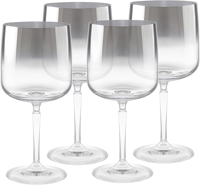 Barski Wine Glasses - Set of 4 - Water Glass -Smoked Metallic Ombre- Stemmed - 12 Oz. - for Red or White Wine or Water - Made in Europe