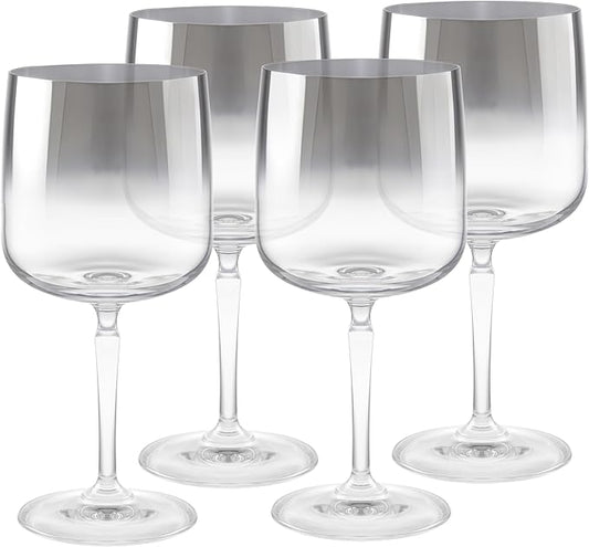 Barski Wine Glasses - Set of 4 - Water Glass -Smoked Metallic Ombre- Stemmed - 12 Oz. - for Red or White Wine or Water - Made in Europe