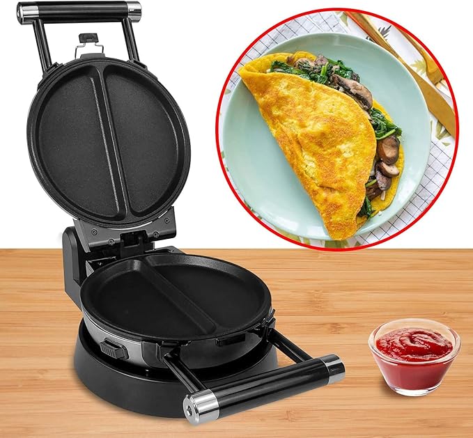 3-in-1 Waffle, Omelet, Egg Waffle Maker, 3 Removable Nonstick Baking Plates, Upgraded 360 Rotating Belgian Maker