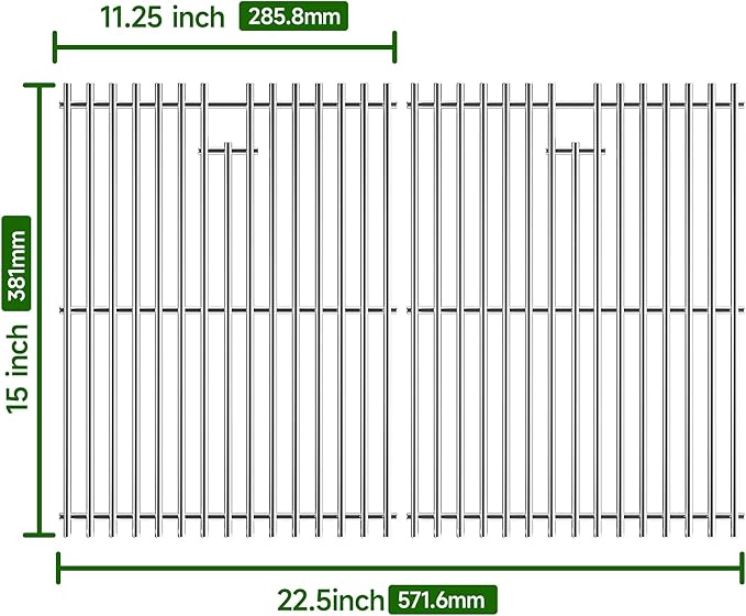 15" Stainless Steel Cooking Grate for Weber Spirit 200 Series, Spirit E/S 200 & 210 with Side Control Panel, Spirit 500, Genesis Silver A, Grill Grate Replacement for Weber 7522 7523 7521 65904 65905