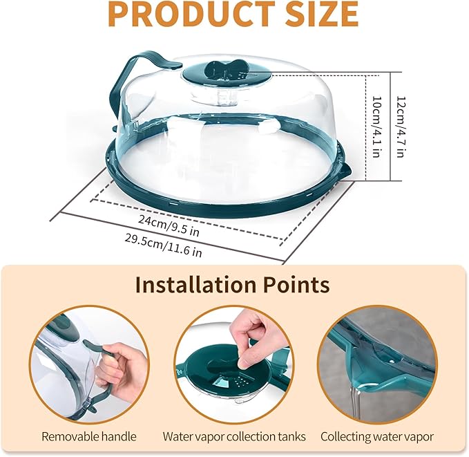 Microwave Cover with Water Steamer, Microwave Splatter Cover, 10 Inch Plate Covers with Integrated Handle Splatter Guard, Kitchen Gadgets & Accessories, House Essentials for Gift