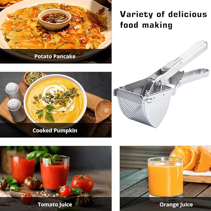 Potato Ricer, AITRAI Large 22oz Potato Masher Ricer Heavy Duty Stainless Steel Mashed Potato Masher for Smooth and Fluffy Mashed Potatoes