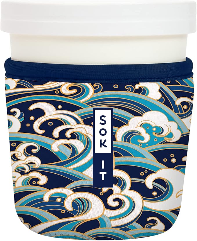 Sok It IceCreamSok Insulated Neoprene Cover (Perfect Wave, Tapered Ice Cream Pints)