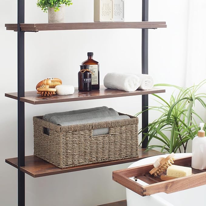 StorageWorks Extra Large Wicker Baskets for Organizing, Seagrass Storage Basket with Built-in Handles, 1 Pack