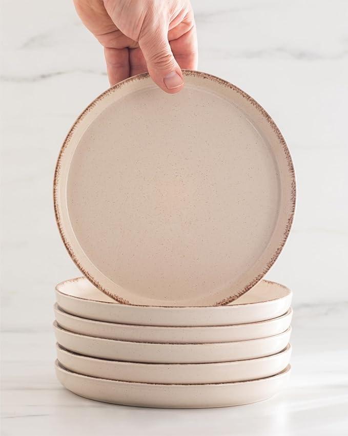 Earthenware dinnerware set 4 persons Rustic 16 pcs - Rustic design dinnerware set, dishwasher safe - Bowl and plate set - Pure Living dinnerware in beige…