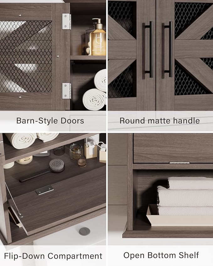 Bathroom Wall Cabinet with 2 Door Adjustable Shelves, Over The Toilet Storage Wall Mounted Medicine Cabinets for Bathroom Laundry Room