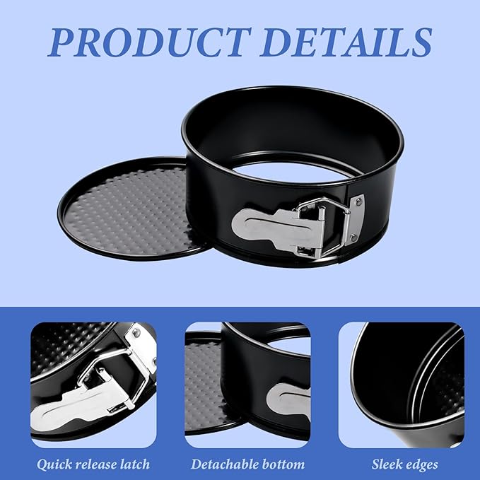 12 Pcs 6 Inch Non Stick Spring form Pan with Stainless Steel Spring Buckles,Round Carbon Steel Cake Mold with Removable Bottom for Baking Kitchens and Restaurants