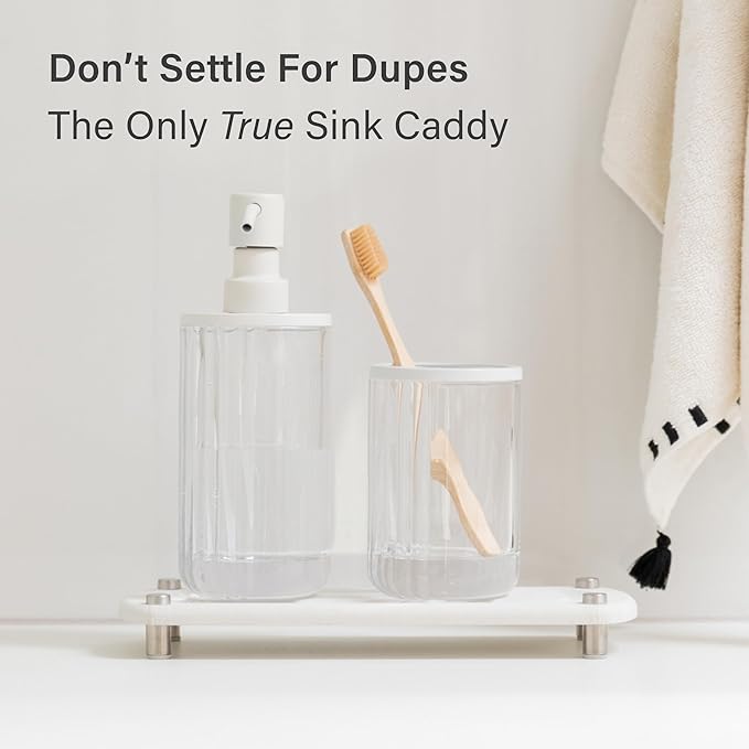 Dorai Home Sink Caddy – Water-Absorbing Stone Tray for Sink, Stainless Steel Feet, Fast-Drying, Sandstone