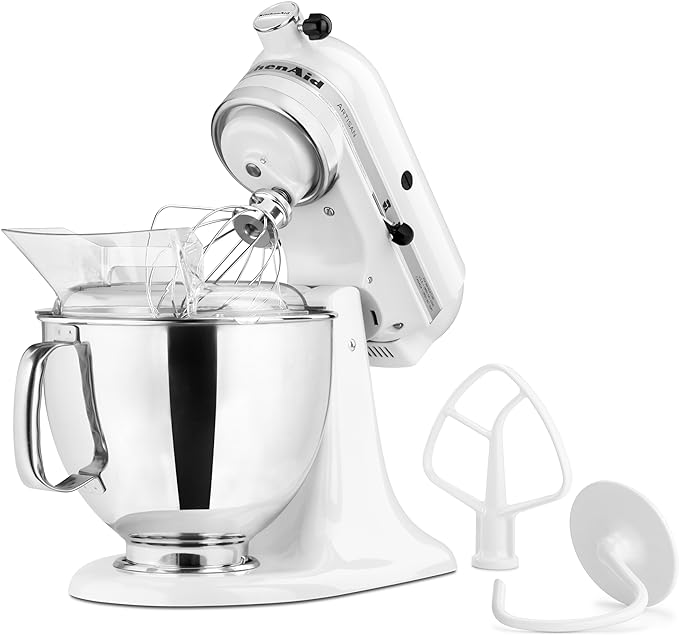 KitchenAid Artisan Series 5 Quart Tilt Head Stand Mixer with Pouring Shield KSM150PS, White