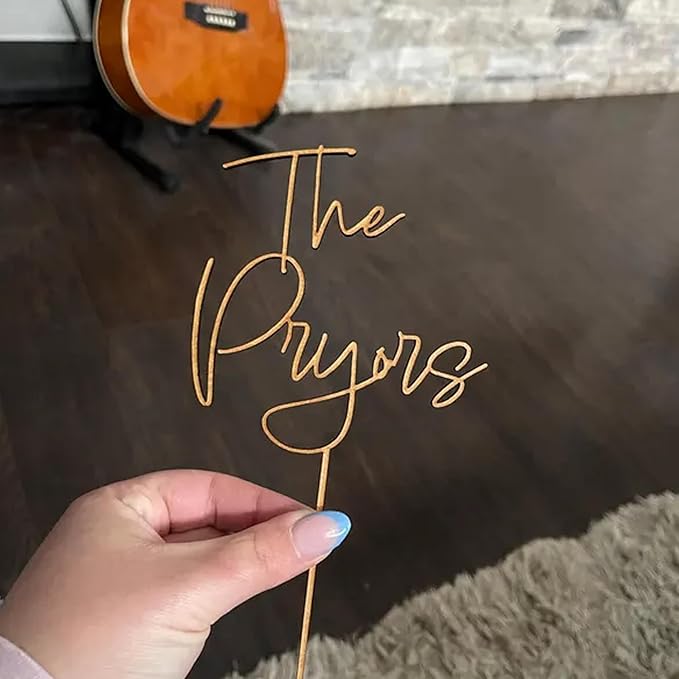 Personalized Wedding Cake Topper, Gold Cake Topper For Wedding, Rustic Weddings Cakes Topper, Personalized Acrylic or Wood Cake Decoration for Engagement, Anniversary, Bridal Shower