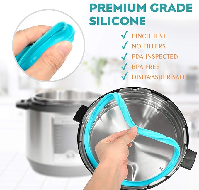 6QT Silicone Sealing Ring 3 Pack with Steam Release Valve | Fits Duo/Lux/Ultra 5QT & 6QT Cookers, Dishwasher Safe.