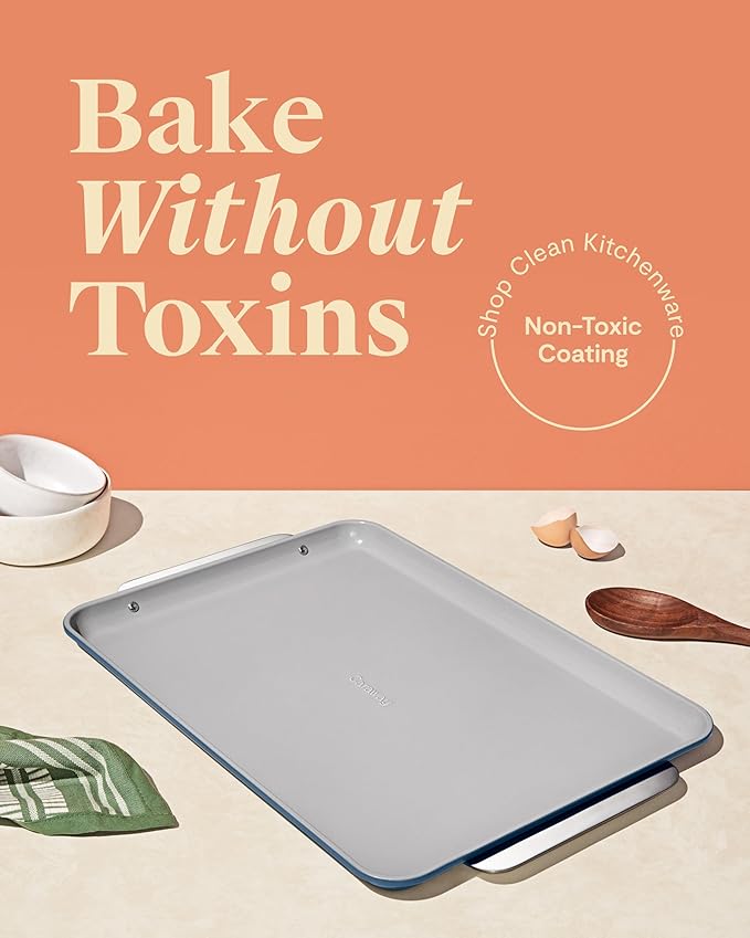 Caraway Non-Stick Ceramic Baking Sheet - Naturally Slick Ceramic Coating - Non-Toxic, PTFE & PFOA Free - Perfect for Baking, Roasting, and More - Large (18" x 13") - Slate