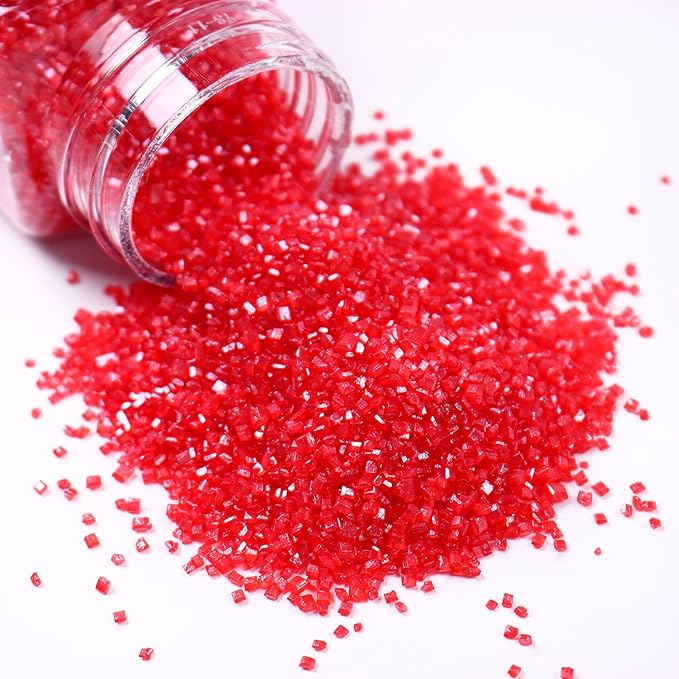 Red Sanding Sugar for Baking Edible Sparkling Sugar Sprinkles Coarse Sugar Crystals for Valentine Cake Decoration Cookie Cupcake Topper Ice Cream Topping Supplies 150g/5.3oz