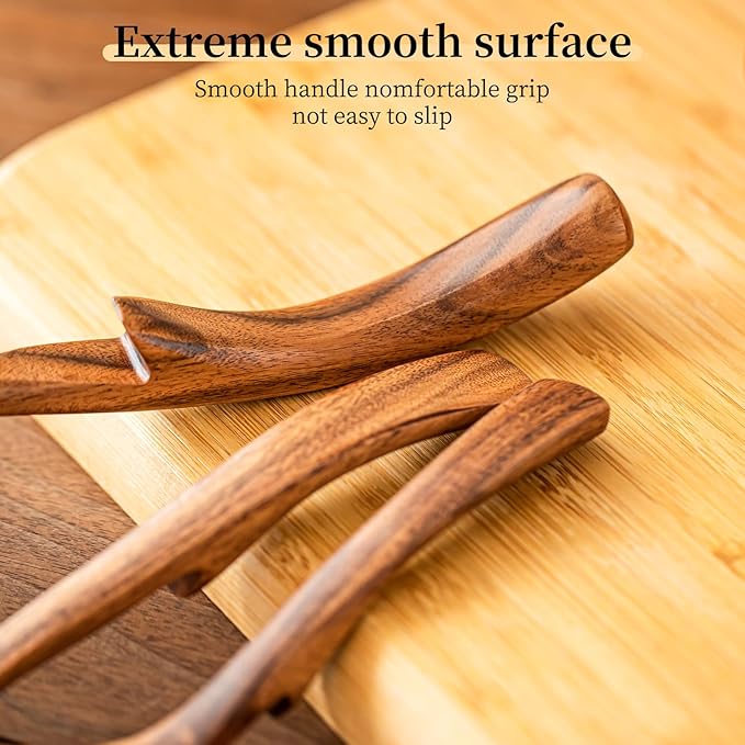Gudamaye 3 Size Wooden Soup Ladles Set,3 Hooks for Bowl,Pot. Natural Teak Wooden Ladle,10.6 inch Big Soup Ladle, 9 inch Serving Spoon & 8 inch Wood Ladles for Cooking,Teak Deep Ladle Spoons