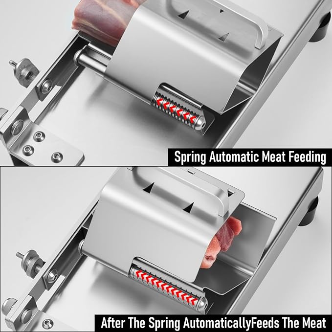 PARACITY Manual Frozen Meat Slicer, Upgraded Stainless Steel Meat Cutter Beef Mutton Roll for Hot Pot BBQ, suitable for home cooking, Cheese slicing, BBQ slicing