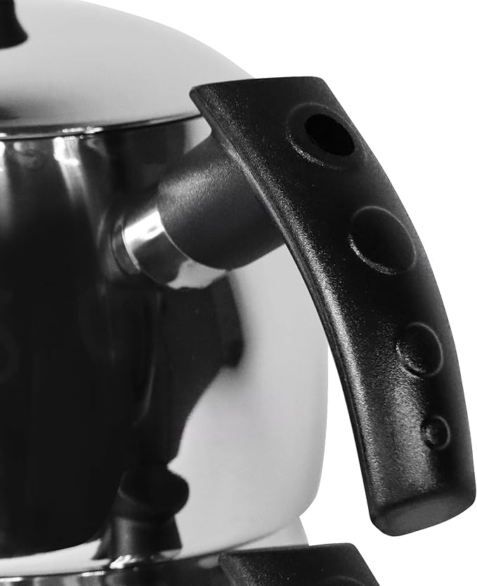 Serenk Stainless Steel 3 qt(101 fl oz) Turkish Tea Pot Sets With Lids And NonSlip Bakelite Handles For All Stove Type Turkish Tea Maker Two Pots With Termo Capsuled Induction Base (Black Small)