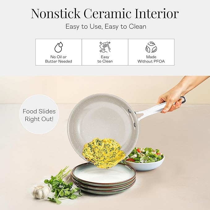 Granitestone 20 Pc Ceramic Cookware Set Nonstick, Complete Pots and Pans Set Non Stick for Kitchen with Bakeware, Cooking Utensils & Steamer, Non Toxic Made Without PFOA PFOS, Oven & Dishwasher Safe