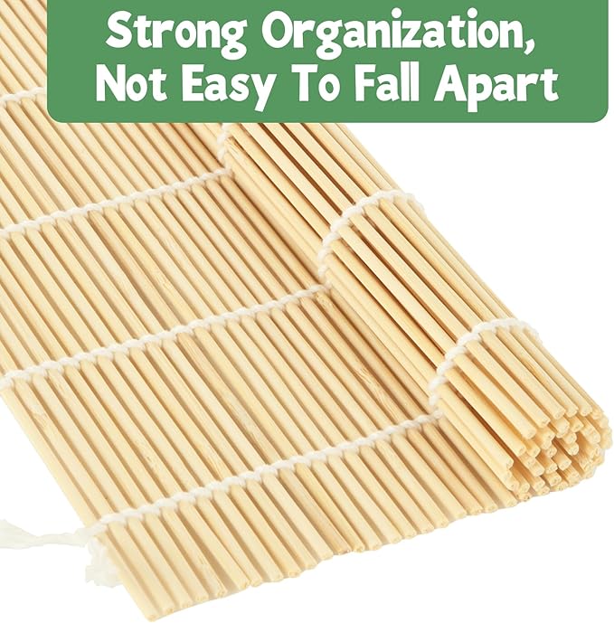 QTLCOHD 30 Pcs Bamboo Sushi Rolling Mat 9.5 x 9.5 Inch Bamboo Mats for Sushi Making Nonstick Kimbap Roller Bulk for Home Sushi Roll Party