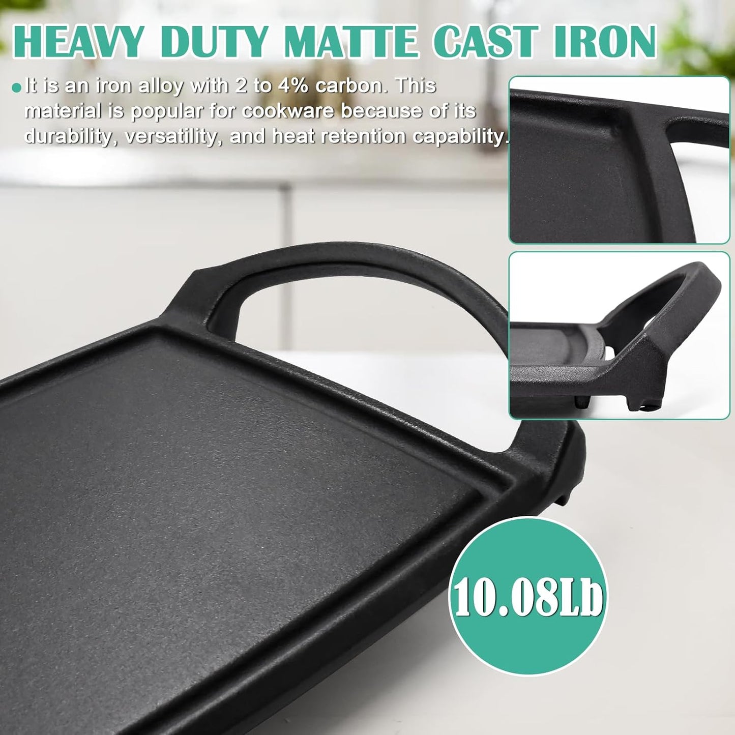 Hiorucet WB31K10217 Cast Iron Griddle Cooktop, Non-stick Griddle Plate Replacement Parts for GE Gas Stove Griddle Range Griddle Cooktop, Heavy Duty Flat Top Pan for General Electric GE Center Parts.