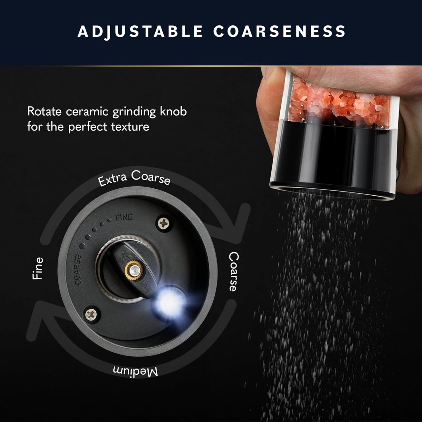 Home Hero Electric Salt and Pepper Grinder Set - Automatic Salt and Pepper Grinder Set Rechargeable. Electronic Salt and Pepper Shakers with LED Light, Gravity Electric Pepper & Salt Grinder, Set of 2