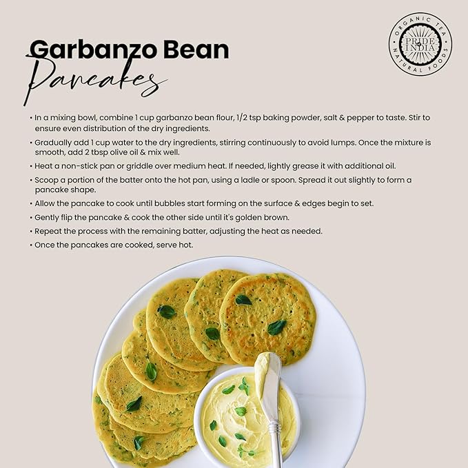 Pride of India- Garbanzo Bean Flour 1 lbs (454 gm) Earthy Nutty Slightly Sweet Taste Freshly Milled in Small Batches | Used for Baking Cooking Coating Thickening |Vegan, Gluten-Free