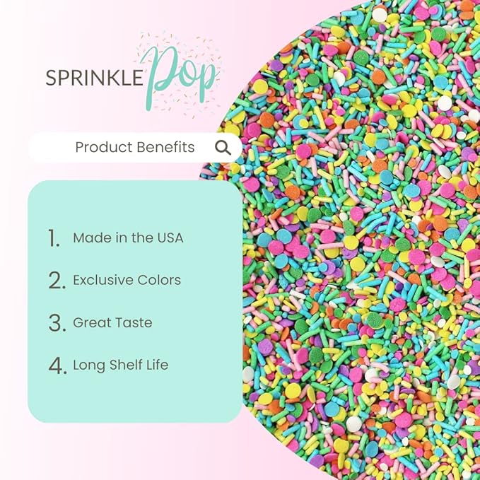 Pastel Party Sprinkles Mix | Made In USA By Sprinkle Pop| A Blend of Pink yellow Blue Green Purple Orange Lavender Mint Confetti Sprinkles| Easter Sprinkles For Decorating Cake Cupcakes Cookies, 2oz