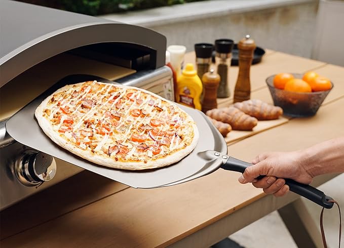 Q Pizza Aluminium Pizza Peel 14 inch, Extra Large Metal Pizza Turning Paddle, Non-stick Pizza Spatula for Grill Oven Baking Bread Pastry Dough Pie Cake, PT205