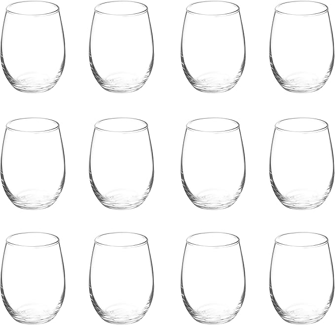 DISCOUNT PROMOS Stemless Wine Glasses by ARC 5.5 oz. Set of 12, Bulk Pack - Perfect for Hotel, Bar, Restaurant or Lounge - Clear