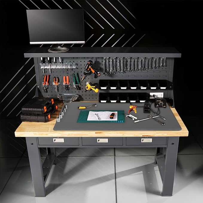 Ewen 25.6"x17.7"x0.08" Large Heat Resistant Silicone Mat for Kitchen Counter, 2mm Thick Countertop Protector Mat, Non-Stick Glass Top Stove Cover Pad for Appliances Coffee Maker Table Workbench Gray