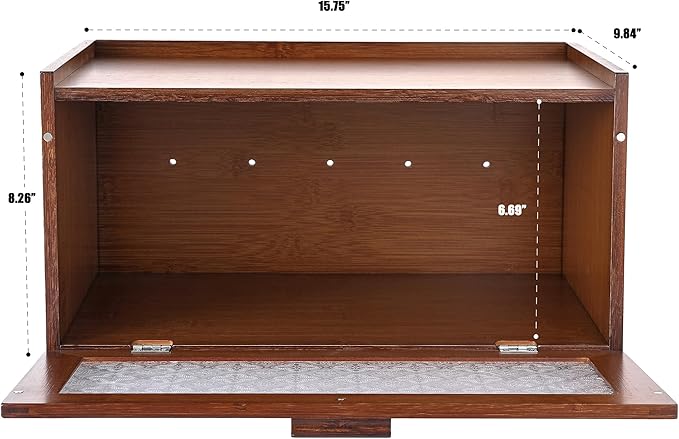 Vintage Bread Box for Kitchen Countertop - Retro Brown Bread Storage Box Breadbox