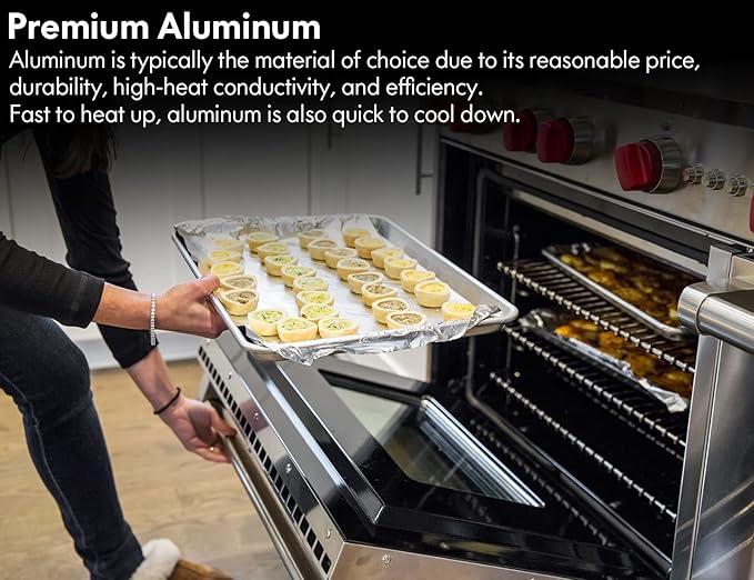 CURTA 6 Pack Aluminum Sheet Pan, NSF Listed Full Size 26 x 18 inch Commercial Bakery Cake Bun Pan, Baking Tray