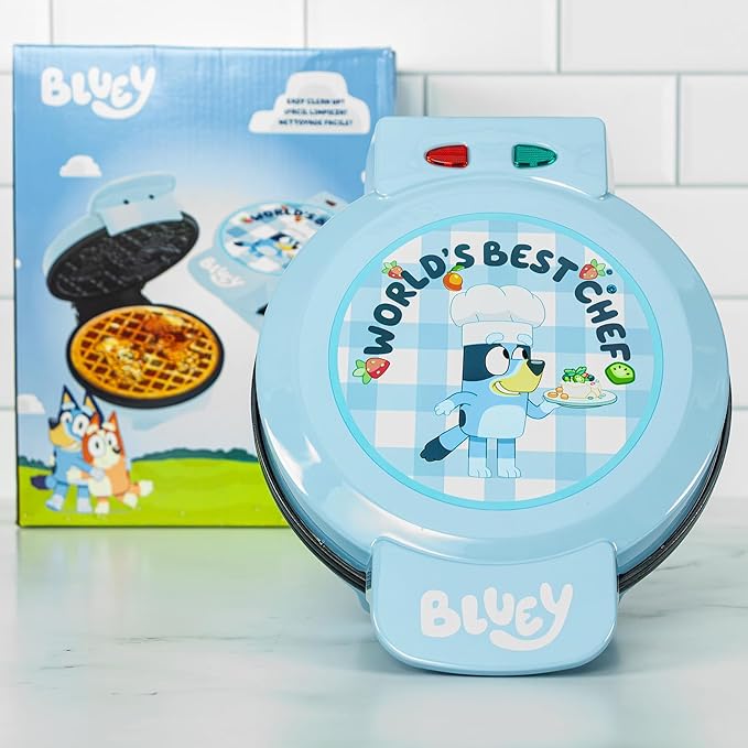 Uncanny Brands Bluey Waffle Maker – Non-Stick Round Waffle Iron – Easy to Use and Clean