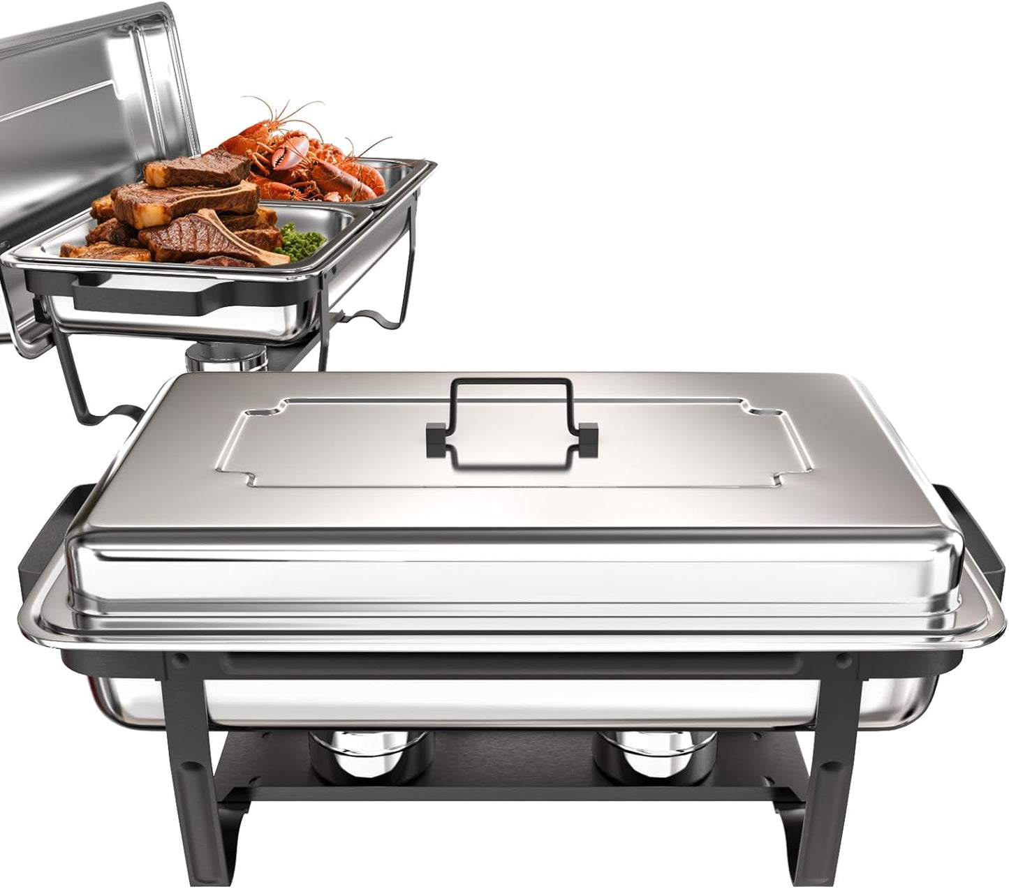 sifer Chafing Dishes for Buffet 9Qt 2 Pack [Multi-Size Food Pans] | Chafing Dishes with 80% Faster [Screwless Installation] and Stacking Design [Easy Storage] for Fathers Day Party/Wedding
