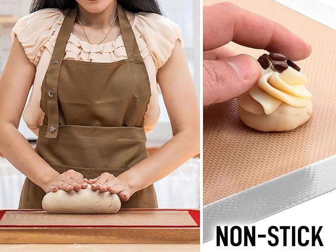 Zulay Kitchen 16.5"x11.6" 3-Pack Silicone Baking Mat Sheet - Reusable Silicone Baking Sheet - Easy & Convenient Nonstick Baking Supplies - Silicone Mats for Baking - Baking Mat For Oven - (Dark Gray)