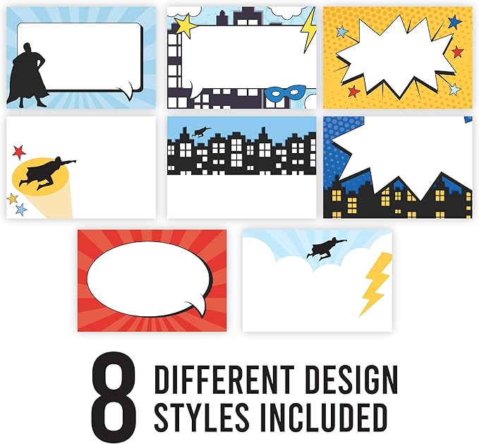Name Tags Sticker - 56 Nametags for Classroom, Name Tag Stickers for Kids, Adhesive Classroom Labels for Teachers, Nametags Sticker for Clothes, Decorative Labels, Superhero Cubby Tags