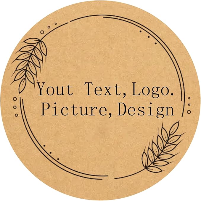 Custom Stickers Kraft Paper Labels Personalized Withe Text, Business Logo Customized Food Jars Labels Bakery Label Sticker Package Favor Canning Circle 100pcs (Style 11)