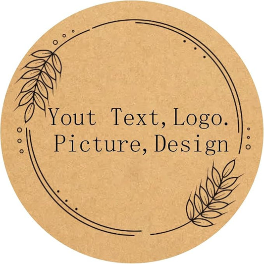 Custom Stickers Kraft Paper Labels Personalized Withe Text, Business Logo Customized Food Jars Labels Bakery Label Sticker Package Favor Canning Circle 100pcs (Style 11)