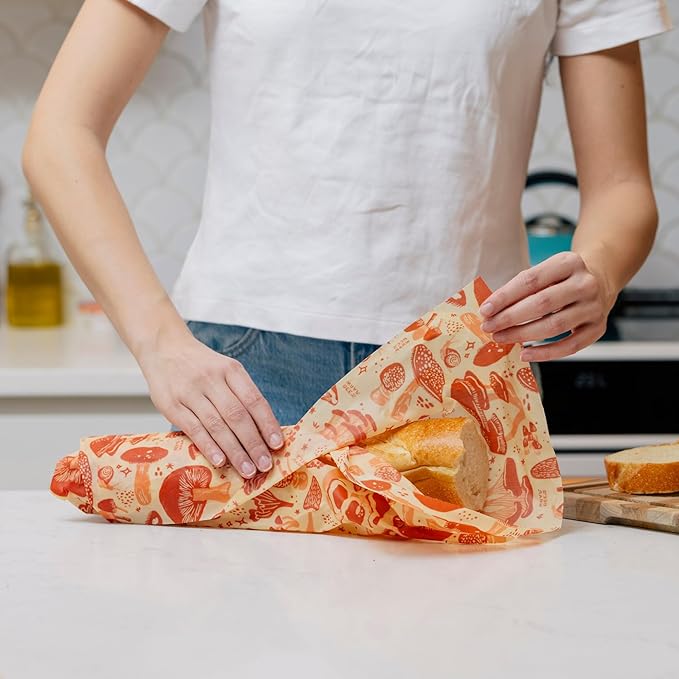 Bee's Wrap Beeswax Wraps for Food - Mushroom Magic Bread Wrap - Made in USA Reusable Bread Storage Bags - Organic & Eco-Friendly Alternative to Aluminum Foil, Sourdough Bags & Plastic Wrap