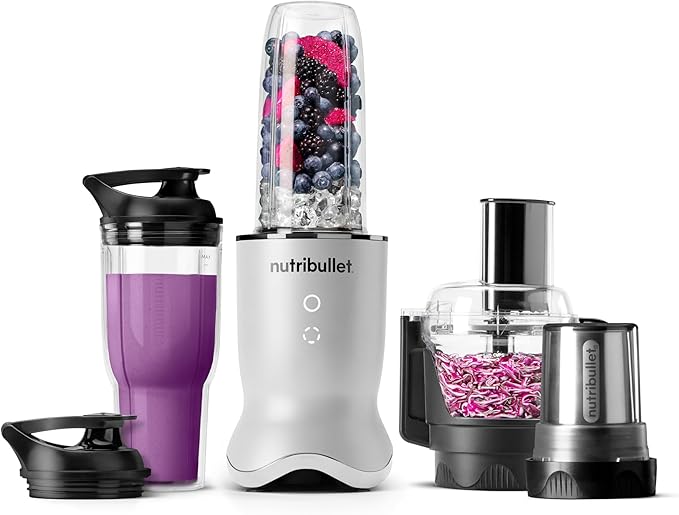 nutribullet® Ultra Plus+ 3-1 Compact Kitchen System, 1200W Kitchen System with Blender, Food Processor, and Coffee and Spice Grinder, 32oz and 24oz Blending Cups, 2-Cup Food Processor, Pearl White