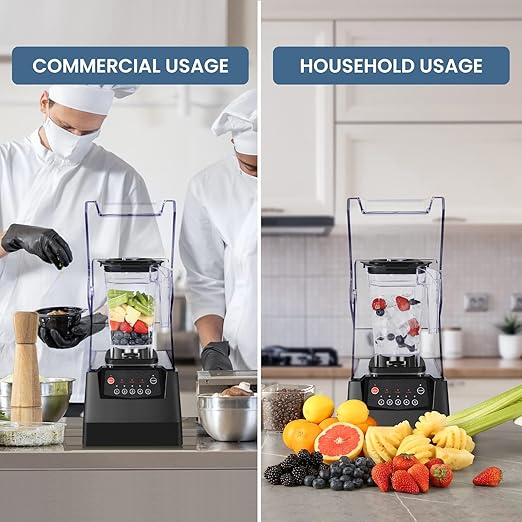 SYBO Commercial Professional Blender With Shield Quiet Soundproof Enclosure, Self-Cleaning 4D Blade System for Ice Crushing, Shakes & Purees, 48oz Pitcher, High-Speed Blender for Restaurants & Home