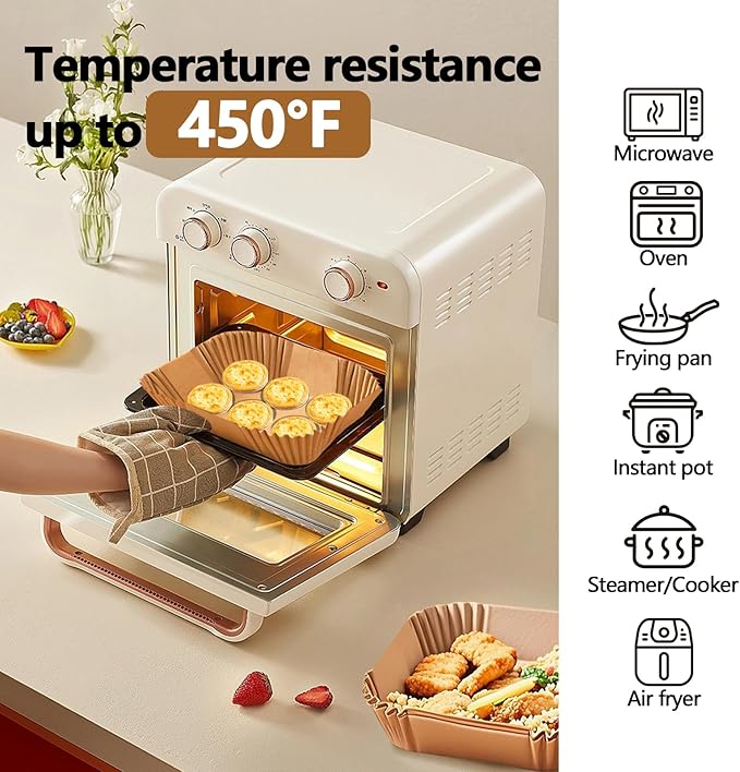 400 Pack 7.5 Inch Air Fryer Liners, Parchment Paper Sheets for Air Fryer Basket, Non-Stick, Disposable, Unbleached, Heat Resistant, Fits 3-6 QT Air Fryers. (Bottom size: 6in)