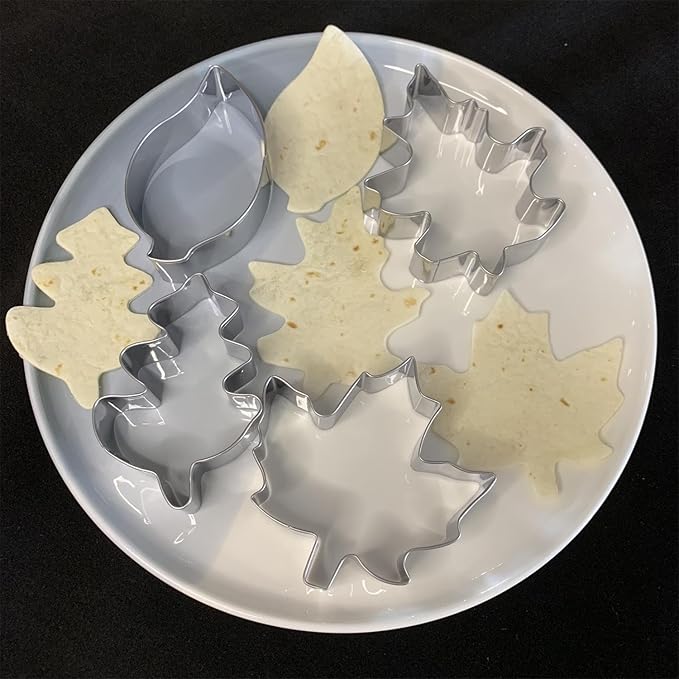 Fall Leaf Cookie Cutters-4 Piece Set-Maple, Oak Leaf Shapes-Dishwasher Safe-Fall Holiday Themed Cookie Cutters