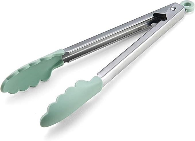 KitchenAid Gourmet Silicone-Tipped Stainless Steel Tongs, 12 Inch, Pistachio