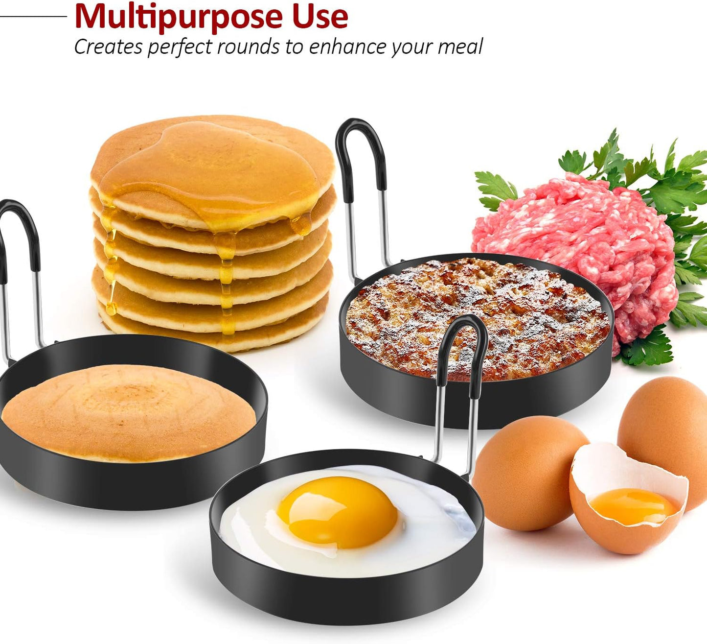 Eggs Rings, 4 Pack Stainless Steel Egg Cooking Rings, Pancake Mold for frying Eggs and Omelet