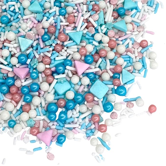 Manvscakes Sprinkles- Edible Cake and Cupcake Sprinkles with Assorted Shapes and Sizes, Metallic Sprinkle Mix for Cookies, Ice Cream, Cake and Cupcake Decorating, 4 oz (Pink, Black, and Blue)