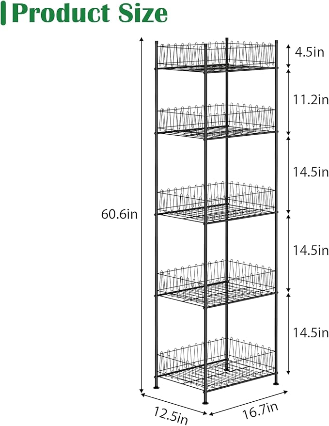 5 Tier Water Bottle Storage Rack Freestanding Metal Water Bottle Holder Shelf Organizer Drink Beverage Soda Can Organizer Storage Rack Bottled Water Stand for Floor Pantry Kitchen Food Storage, Black